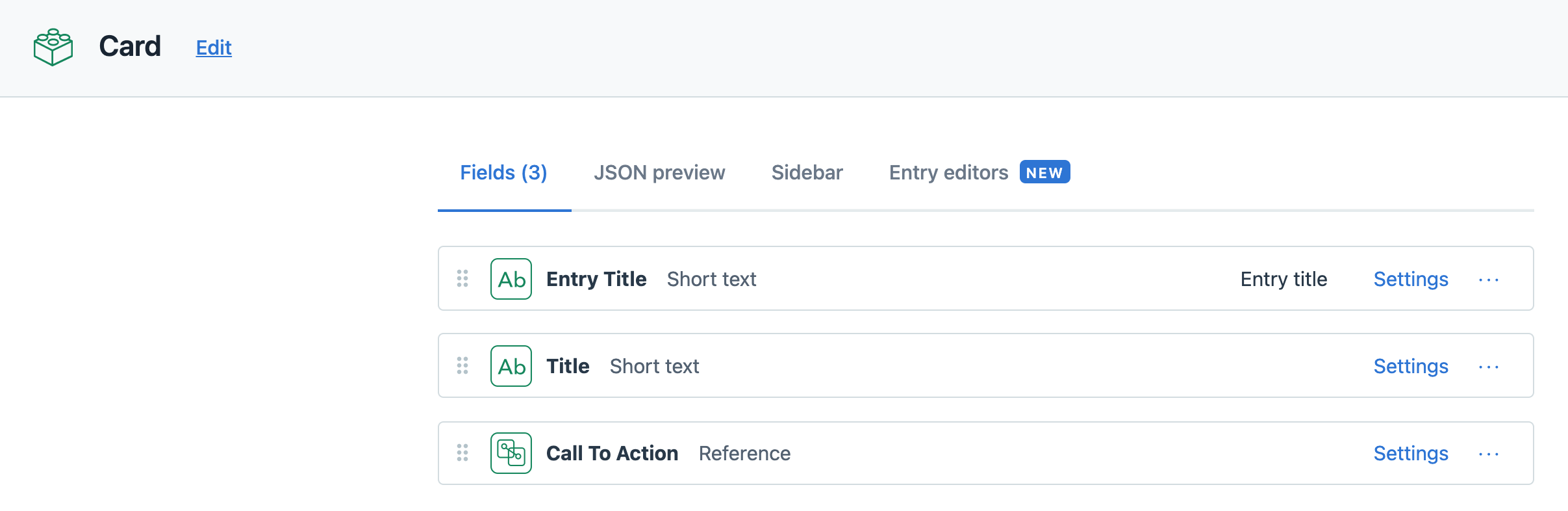 Content model for the Card
