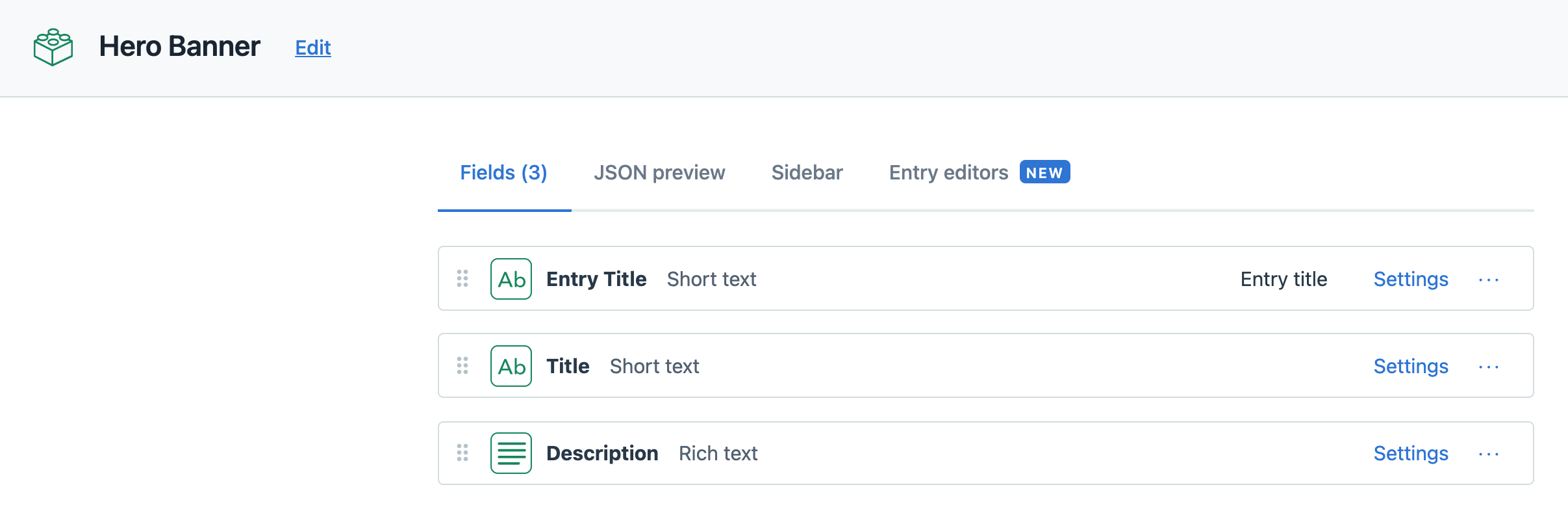 Content model for the Hero Banner