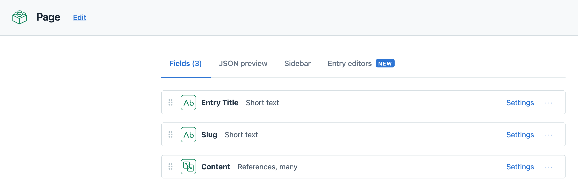 Content model for a Page