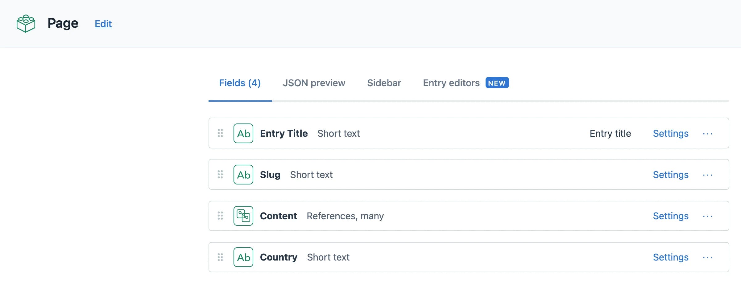 New content model for Page with Country dropdown