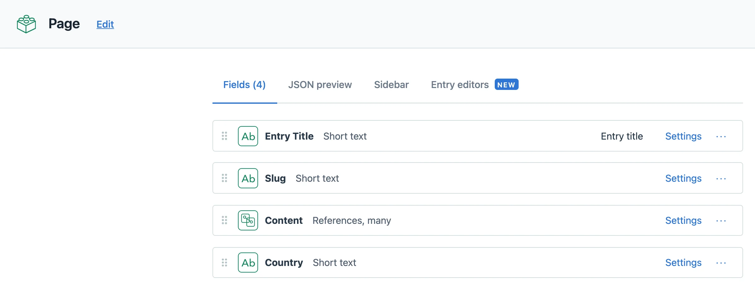 New content model for Page with Country dropdown